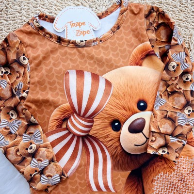  Vestido Manga Longa Ursinha - Ferrugem